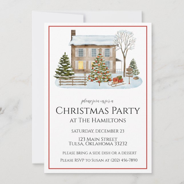 Cozy Winter Home Christmas Party Invitation (Front)