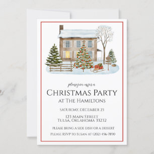 Cozy Winter Home Christmas Party Invitation