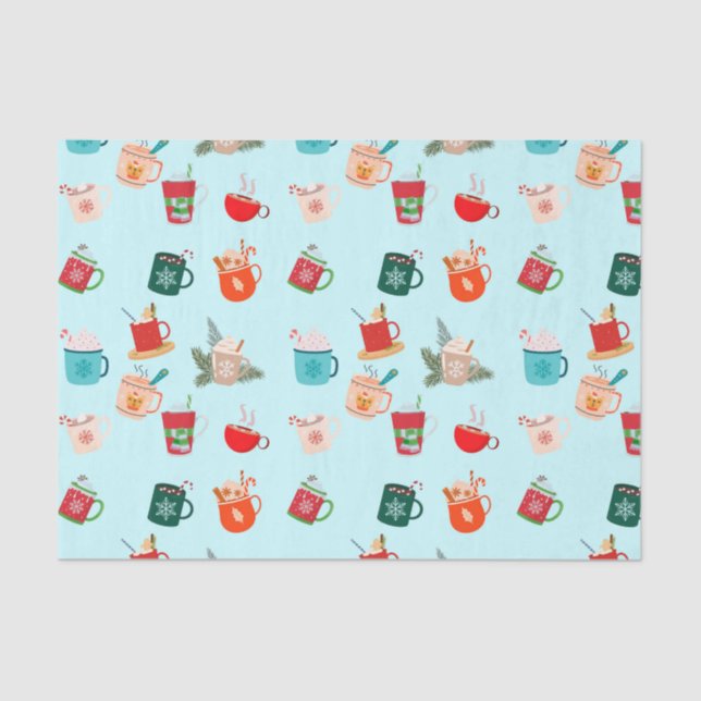 Cozy winter hot chocolate festive cocoa   tissue paper (Front)