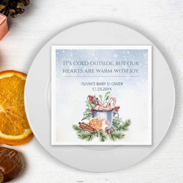 Cozy Winter Hot Cocoa Snowly Baby Shower Napkins (Creator Uploaded)