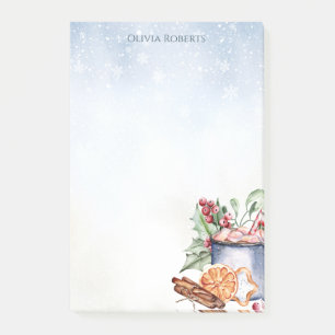 Cozy Winter Hot Cocoa Snowly Personalized Post-it Notes