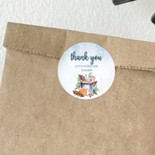 Cozy Winter Hot Cocoa Snowly Thank you Classic Round Sticker
