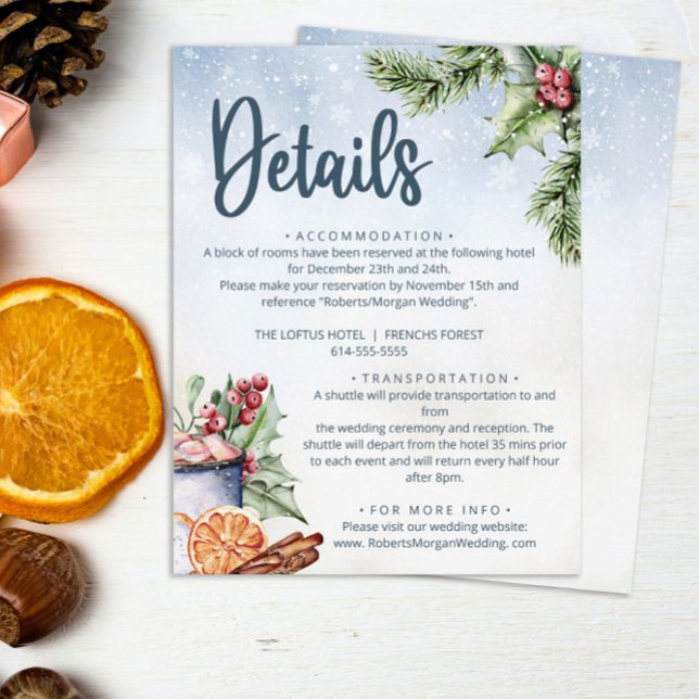 Cozy Winter Hot Cocoa Snowly Wedding Details Enclosure Card (Creator Uploaded)