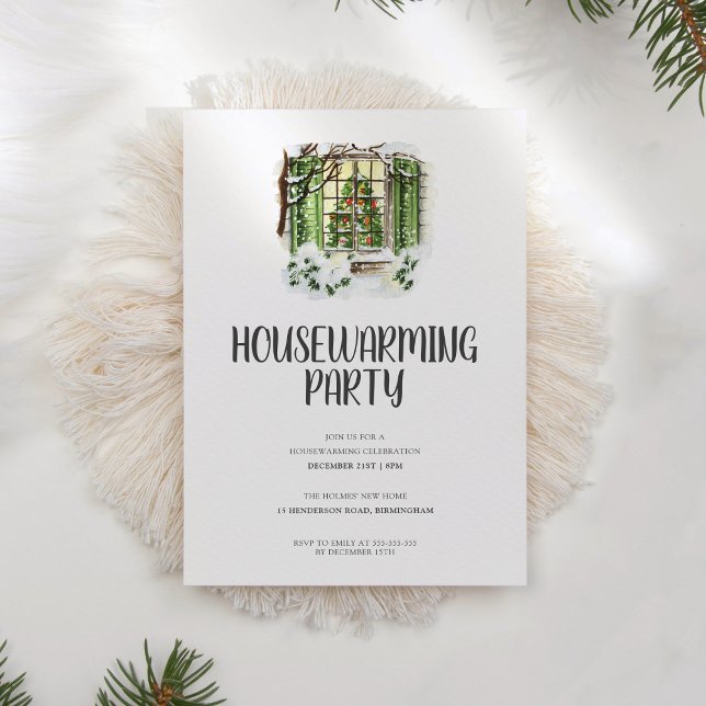 Cozy Winter Landscape Holiday Housewarming Party Invitation (Creator Uploaded)