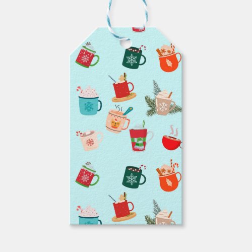 Cozy winter latte hot chocolate festive cocoa  gift tags