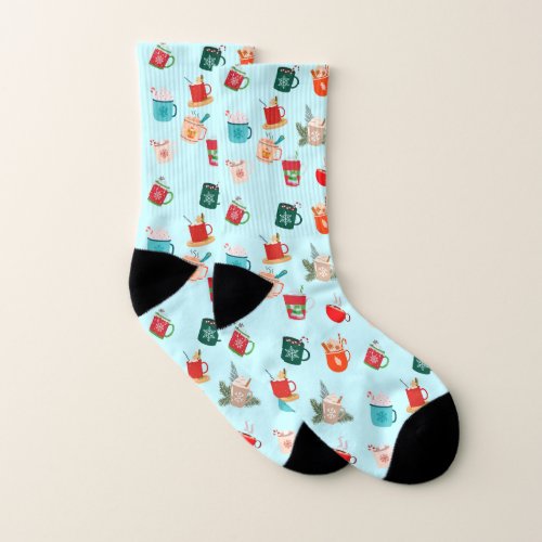 Cozy winter latte hot chocolate festive cocoa  socks