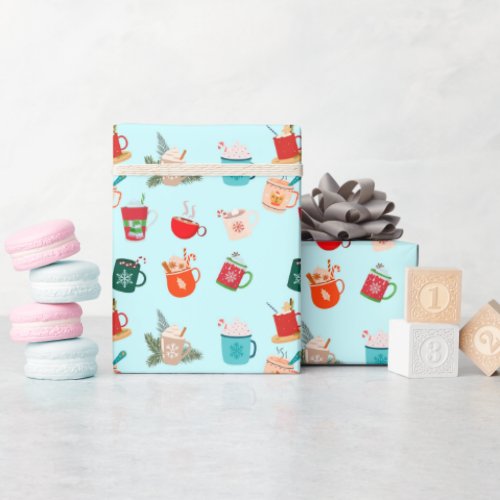 Cozy winter latte hot chocolate festive cocoa   wrapping paper