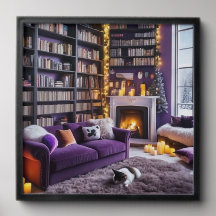 Cozy Winter Library Wall Art | Framed Bookish Livi