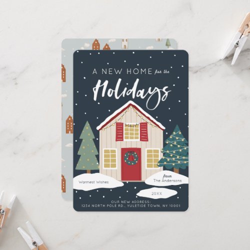 Cozy Winter Lights New Home Christmas Holiday Card