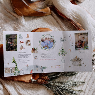 Cozy Winter Moments | Christmas Family Photos Tri-Fold Invitation