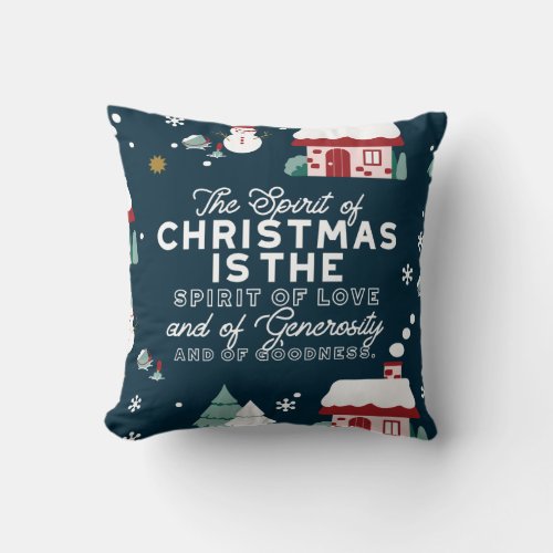 Cozy Winter Night Village and Snowmen Throw Pillow