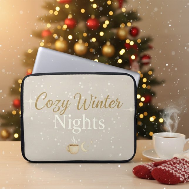 Cozy Winter Nights: Aesthetic Watercolor Laptop Sl Laptop Sleeve (Creator Uploaded)
