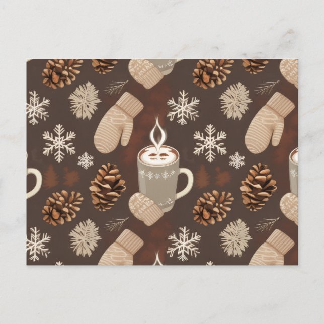 Cozy Winter Pattern-Minimalist Aesthetic Art Holiday Postcard (Front)