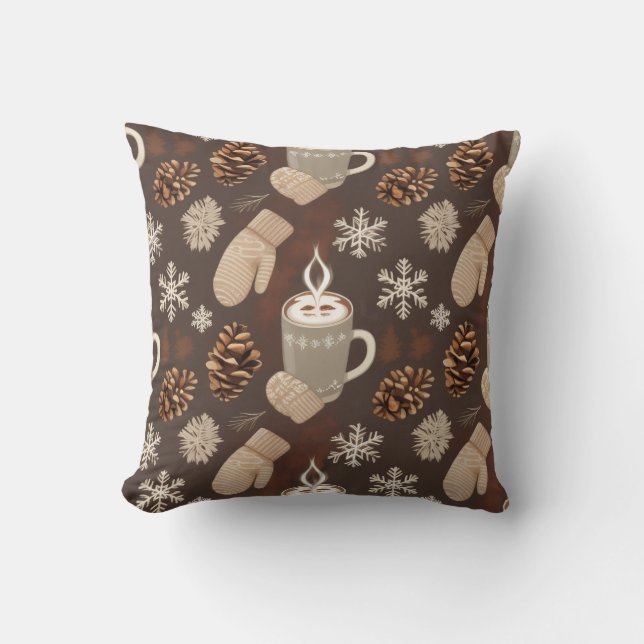 Cozy Winter Pattern-Minimalist Aesthetic Art Throw Pillow (Front)