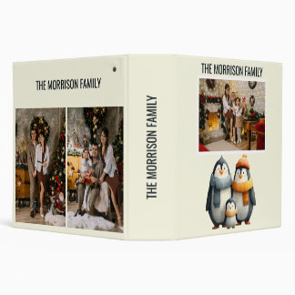 Cozy Winter Penguin Family 3 Ring Binder