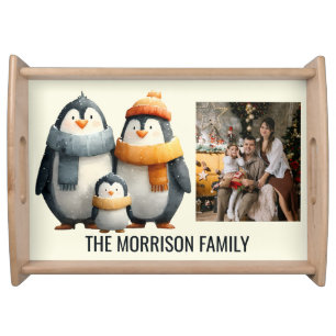 Cozy Winter Penguin Family Serving Tray