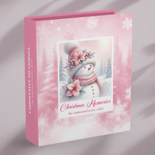 Cozy Winter Pink Snowman Christmas Memory Album 3 Ring Binder