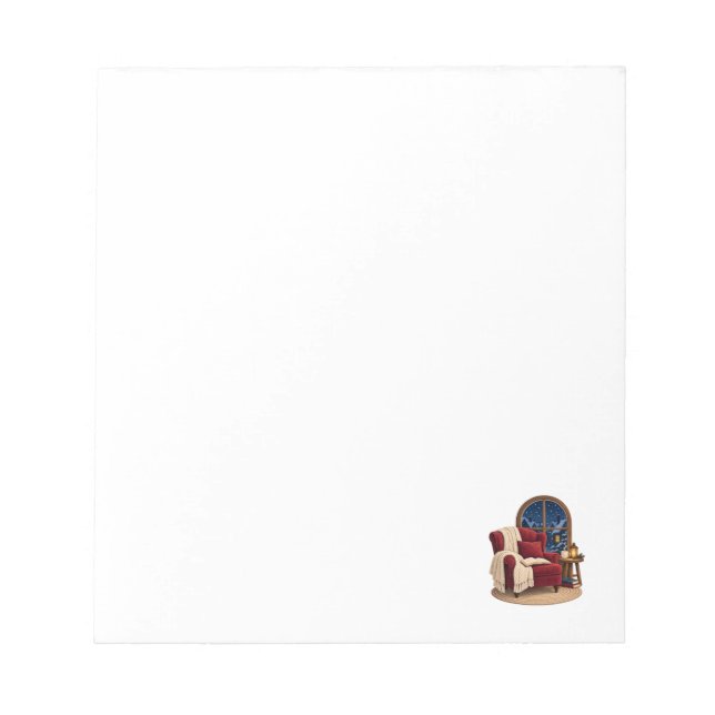 Cozy Winter Reading Nook Notepad (Front)