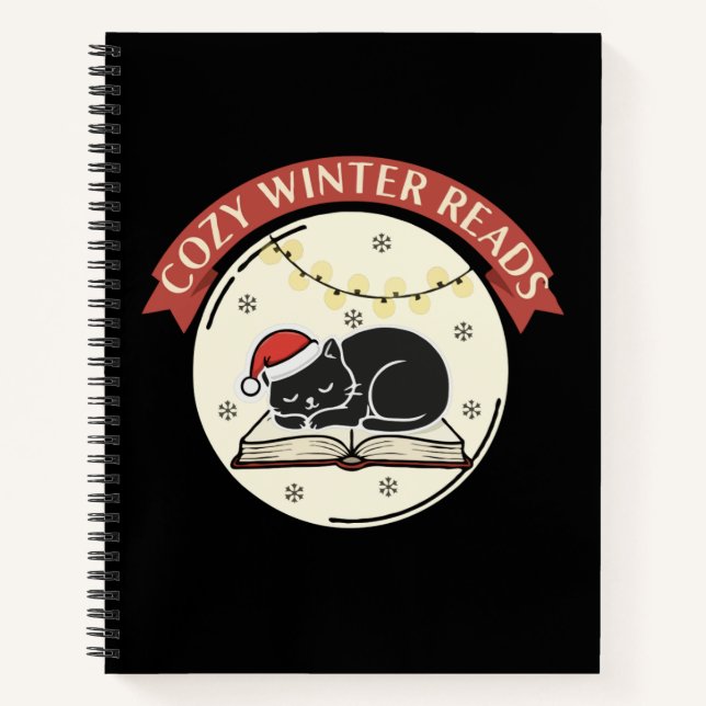 Cozy Winter Reads Cute Christmas Cat Book Lover  (Front)