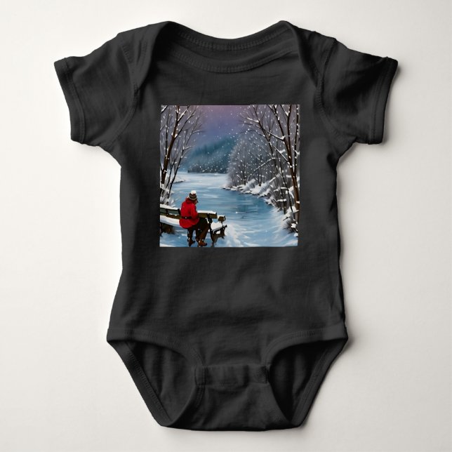 "Cozy Winter Reflections" Baby Bodysuit (Front)