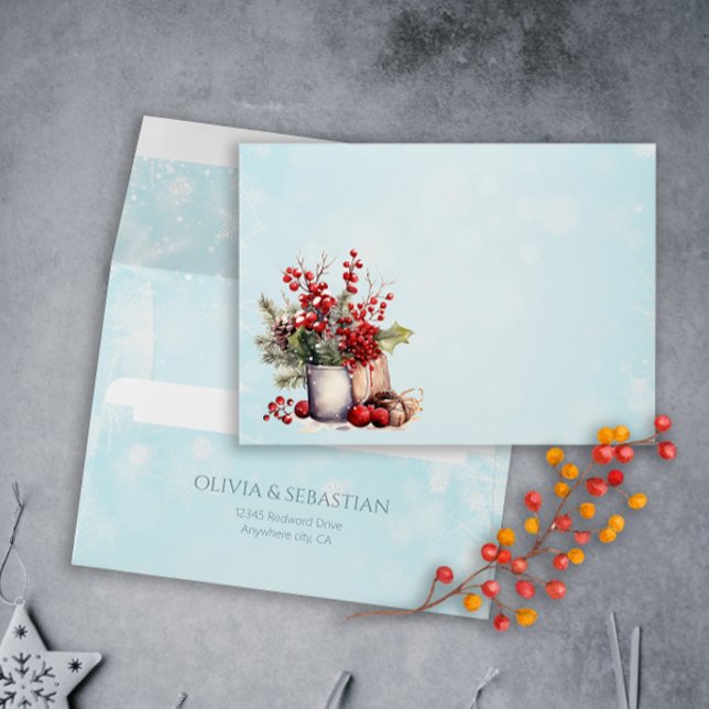 Cozy Winter Rowan berry bouquet Wedding Envelope (Creator Uploaded)