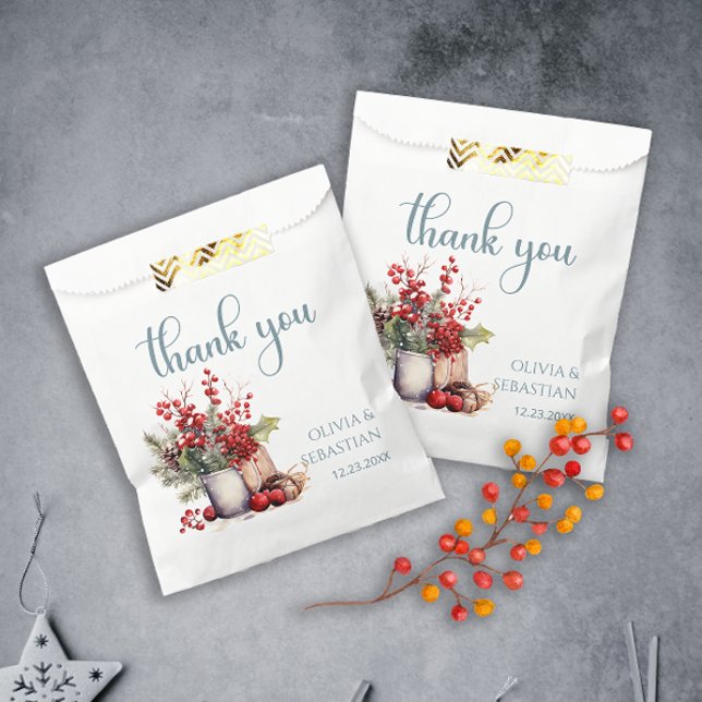 Cozy Winter Rowan berry bouquet Wedding Favor Bag (Creator Uploaded)