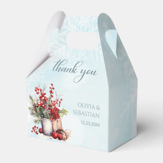 Cozy Winter Rowan berry bouquet Wedding Favor Boxes (Front Side)