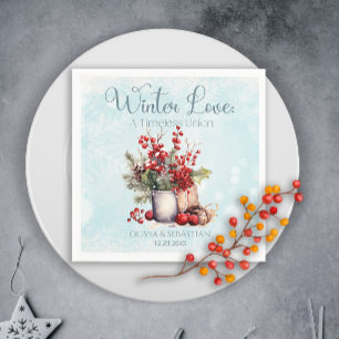 Cozy Winter Rowan berry bouquet Wedding Napkins
