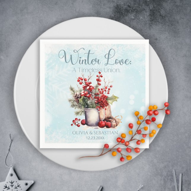 Cozy Winter Rowan berry bouquet Wedding Napkins (Creator Uploaded)