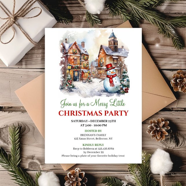 Cozy winter scene holiday celebration invite (Cozy winter scene holiday celebration invite)