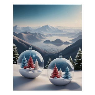 Cozy Winter Snow Globe Scene Poster