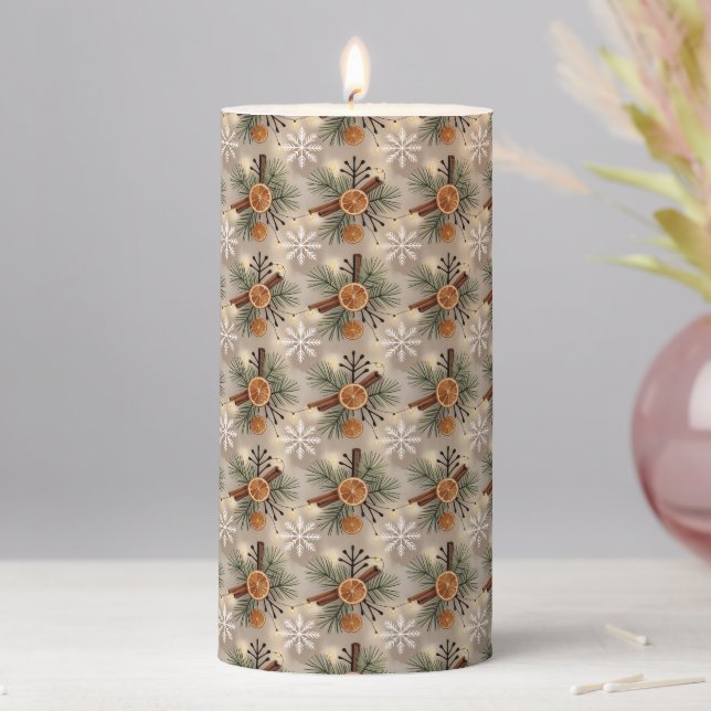 Cozy Winter Snowflakes Pillar Candle (In Situ)