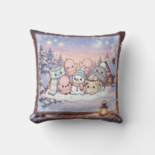 Cozy Winter Snowman Pillow