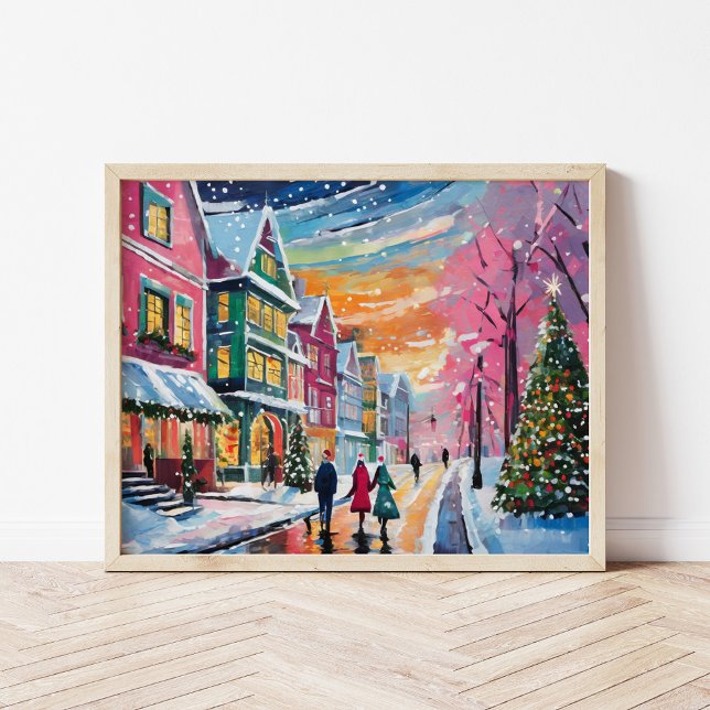 Cozy Winter Street Scene Modern Art Poster (Creator Uploaded)