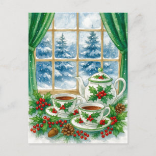Cozy Winter Tea by the Window Postcard