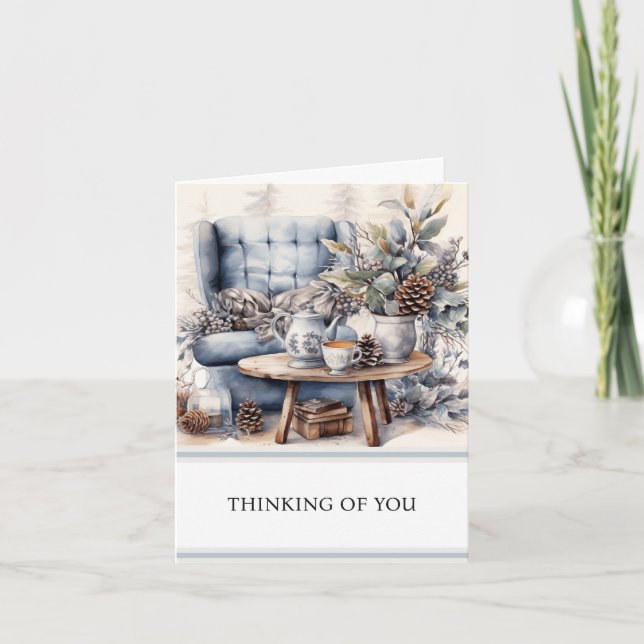 Cozy Winter Thinking of You Card | Customizable (Front)