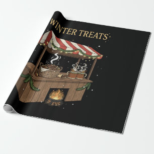 Cozy Winter Treats Christmas Market Stall Wrapping Paper