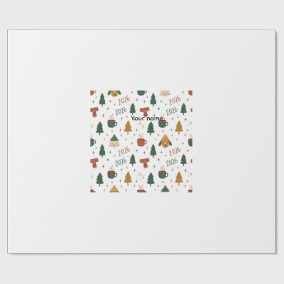 Cozy Winter Vibes 2026 - Cute Puppy and Kitten Chr Wrapping Paper