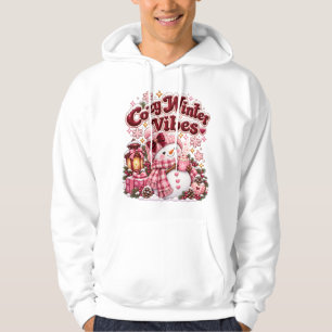 Cozy Winter Vibes Cute Coquette Snowman Custom  Hoodie