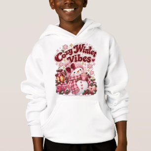 Cozy Winter Vibes Cute Coquette Snowman Custom  Hoodie