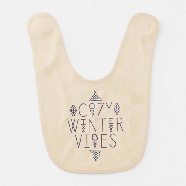 Cozy Winter Vibes Design Baby Bib (Front)