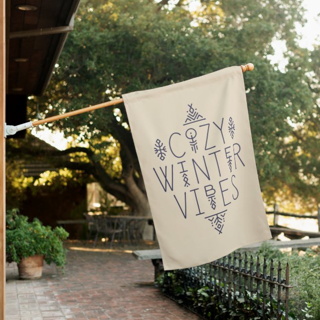 Cozy Winter Vibes Design House Flag (In SItu)