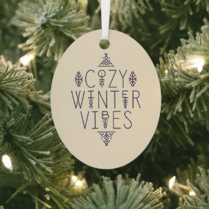 Cozy Winter Vibes Design Metal Ornament