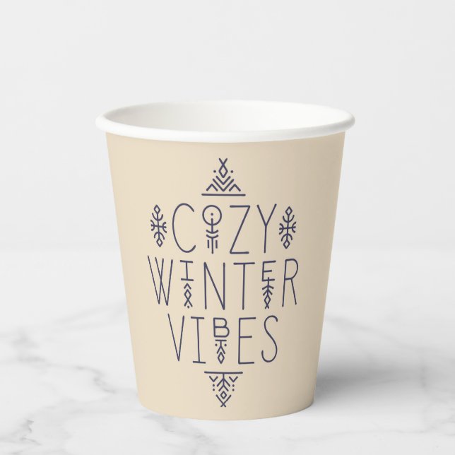 Cozy Winter Vibes Design Paper Cups (Front)