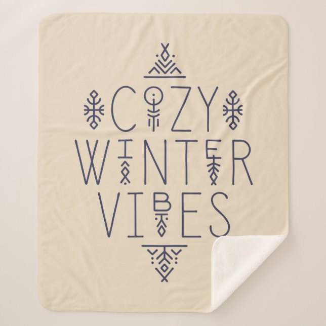 Cozy Winter Vibes Design Sherpa Blanket (Front)