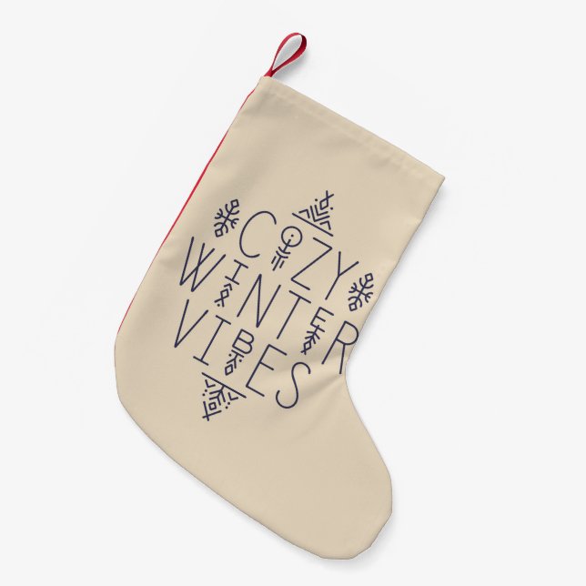 Cozy Winter Vibes Design Small Christmas Stocking (Front (Hanging))