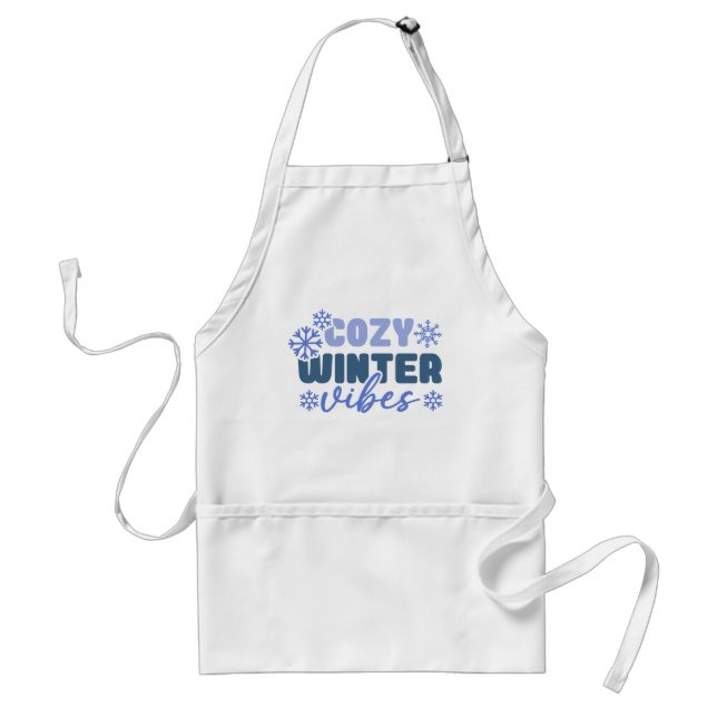 Cozy Winter Vibes - Snowflake Typography Adult Apron (Front)