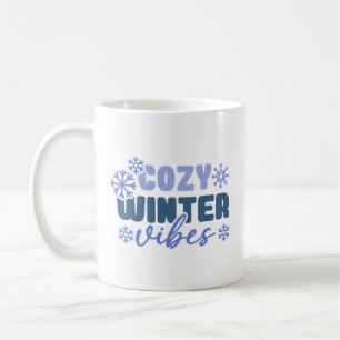 Cozy Winter Vibes - Snowflake Typography Coffee Mug
