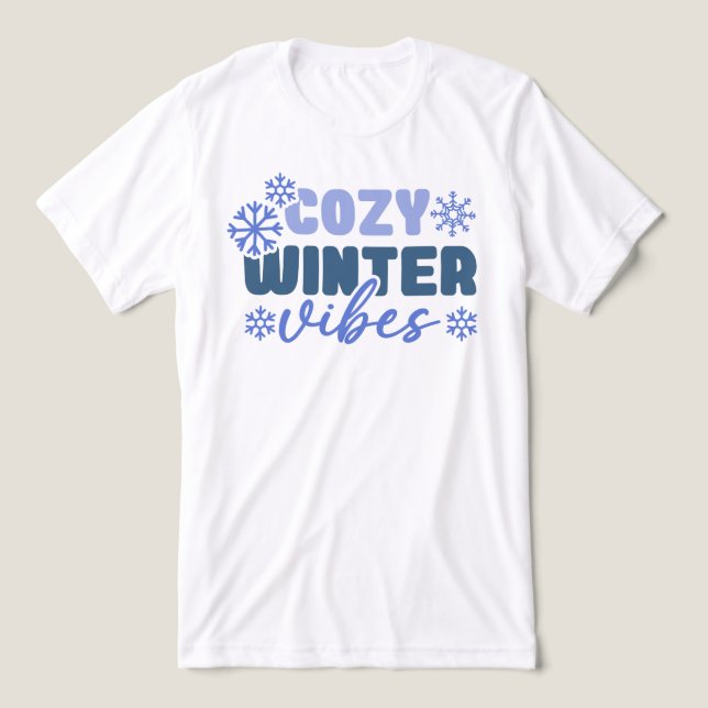 Cozy Winter Vibes - Snowflake Typography Tri-Blend Shirt (Design Front)