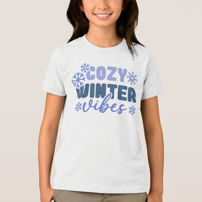 Cozy Winter Vibes - Snowflake Typography Tri-Blend Shirt (Front)